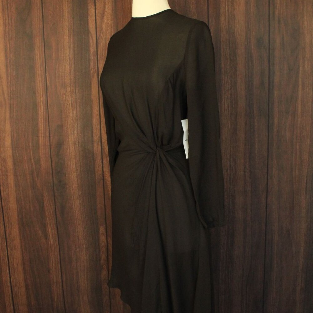 Anine Bing New With Tags Black Dress, Sz Small, Silk Chiffon, Asymmetrical Hem - Picture 8 of 12